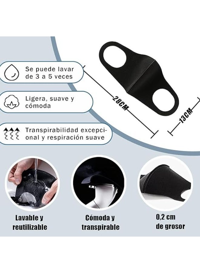 8 كمامات وجه سوداء قابلة لإعادة الاستخدام، مصنوعة من الإسفنج، قابلة للغسل، تسمح بمرور الهواء، لطيفة على البشرة، أنيقة ومتعددة الاستخدامات، مناسبة للرجال والنساء البالغين، غطاء للحماية من الغبار، مناسبة للسفر والرياضة في الهواء الطلق، ليست من القماش (مغلفة بشكل فردي). - Image 2